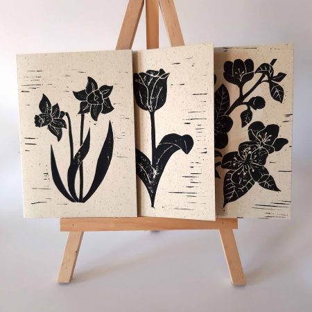 Grußkartenset Frühling - Tulpe, Narzisse und Apfelblüte