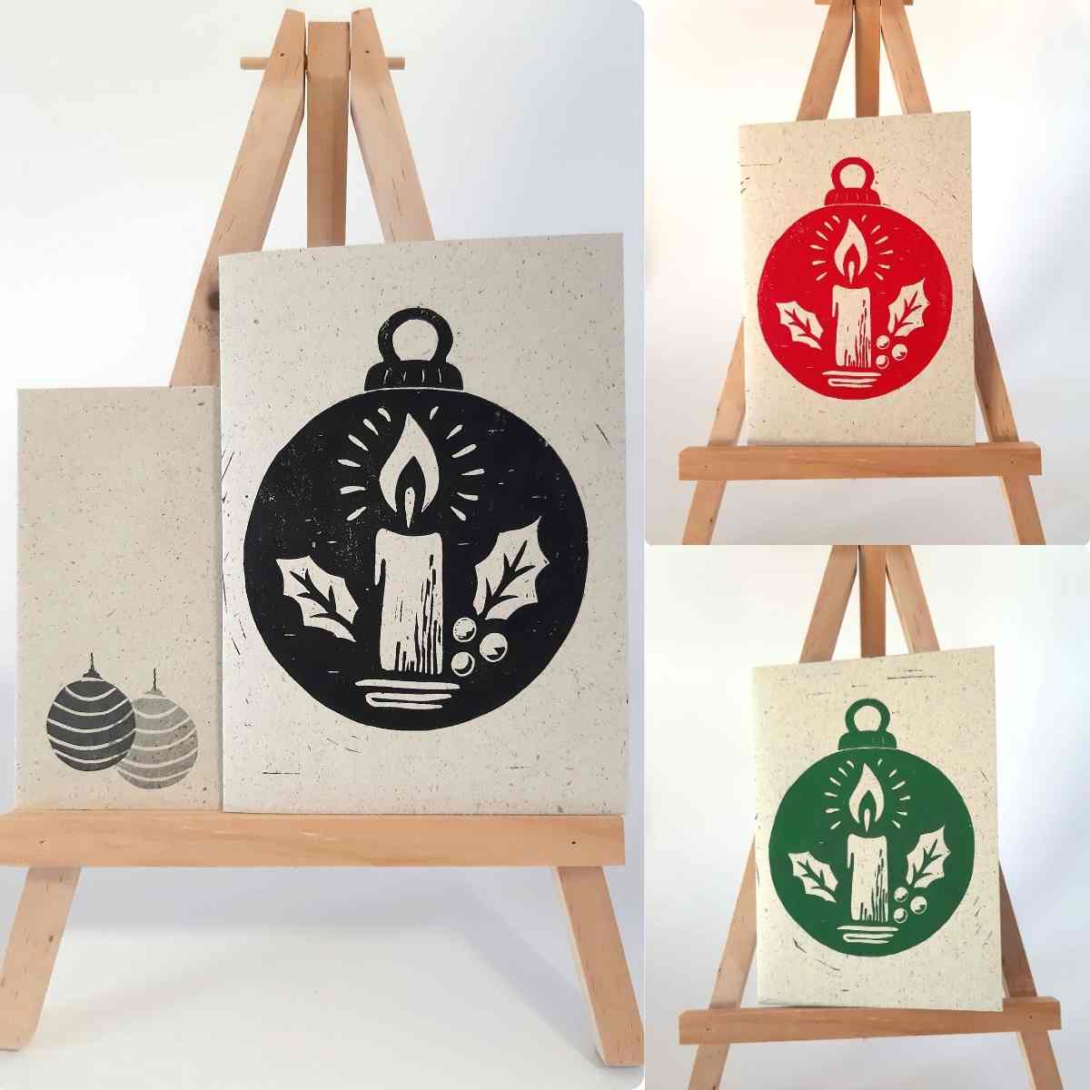 Weihnachtskarte Kerzenkugel im 3er Set