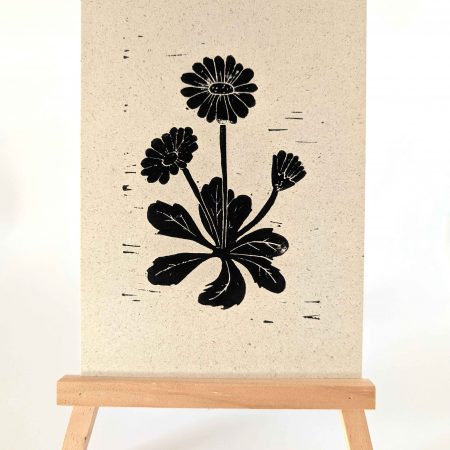 Linoldruck "Gänseblümchen" - handgemachter Kunstdruck auf nachhaltigem Graspapier (A5)